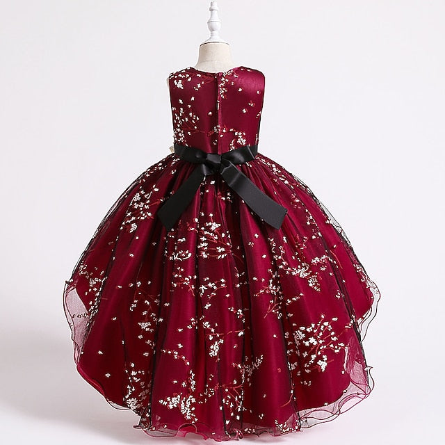 Floral Wedding Colored Sleeveless Solid Kids Dress Girls'