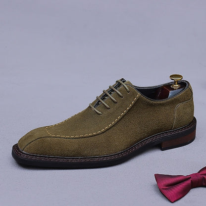 Cowhide Suede Derby Genuine Men's Shoes Leather - Classic