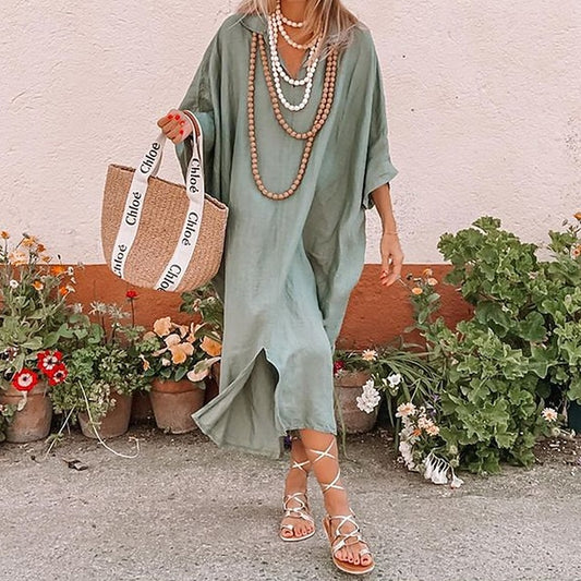 Women's Midi Dress Cotton Linen Dress Modern Daily Outdoor