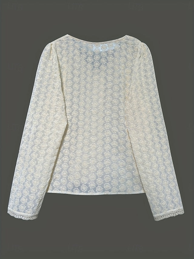 Women's Blouse Lace Patchwork Solid Color Stylish Casual
