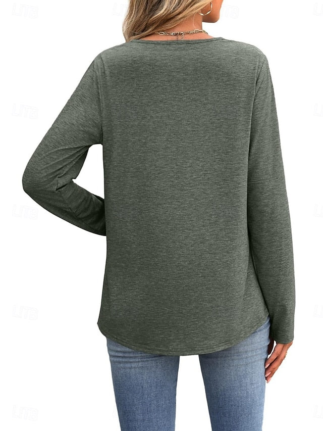 Women's Blouse Patchwork Embroidered Solid Color Stylish