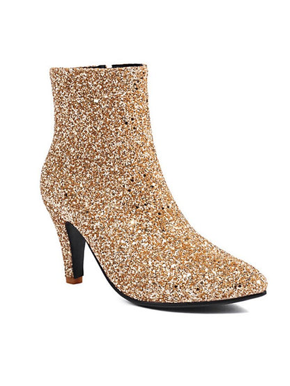 Glitter Boots Heel High Women's – Ankle Sparkly Red