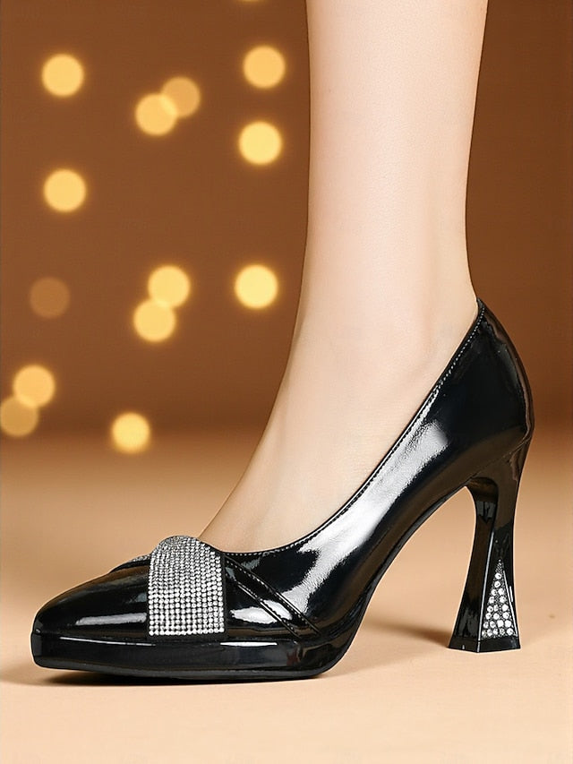 Burgundy Heels Women's with Leather Patent Toe Pointed