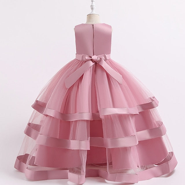 Dress Sleeveless Solid Colored Kids Party Girls' Wedding