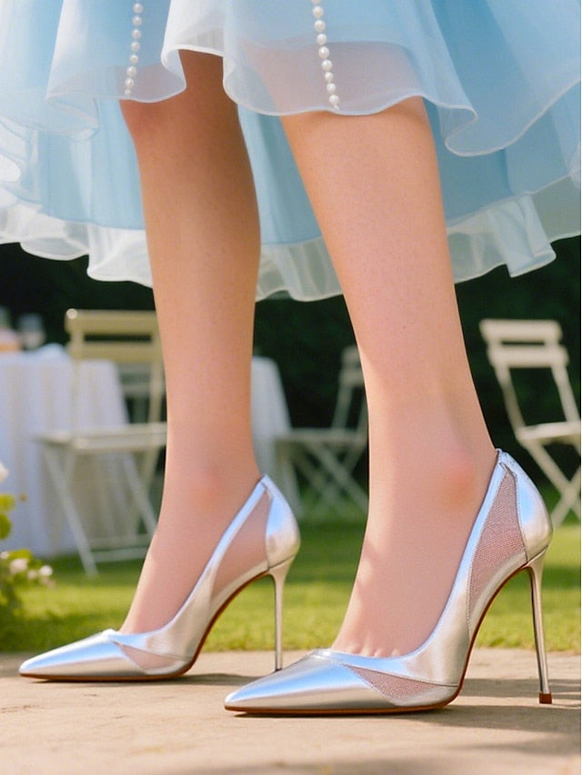 Pumps Pointed Nude with Women's Toe Suede Mesh Detailing