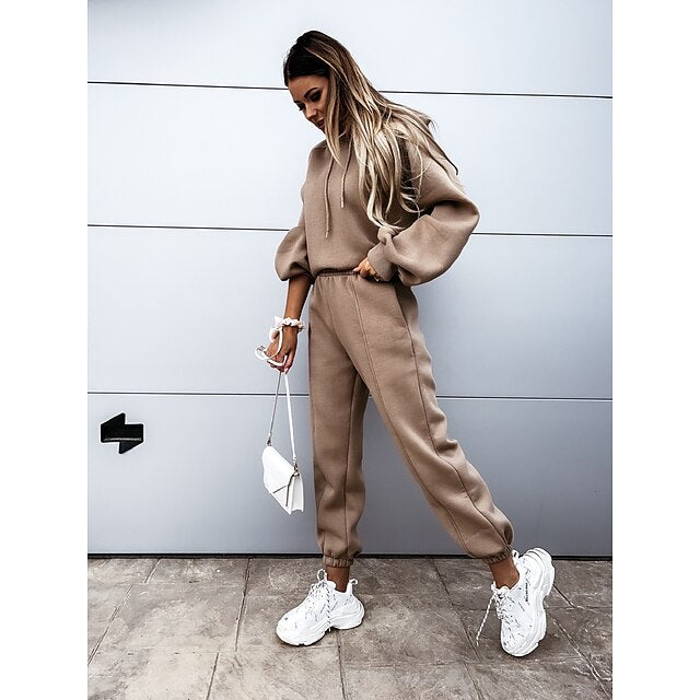 Women's Tracksuit Pants Sets Sweatshirt Long Sleeve Hooded