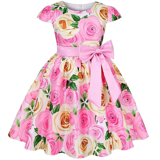 Dress Short Sleeve Flower Kids Girls' Party Floral