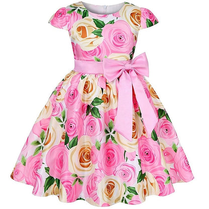 Dress Short Sleeve Flower Kids Girls' Party Floral