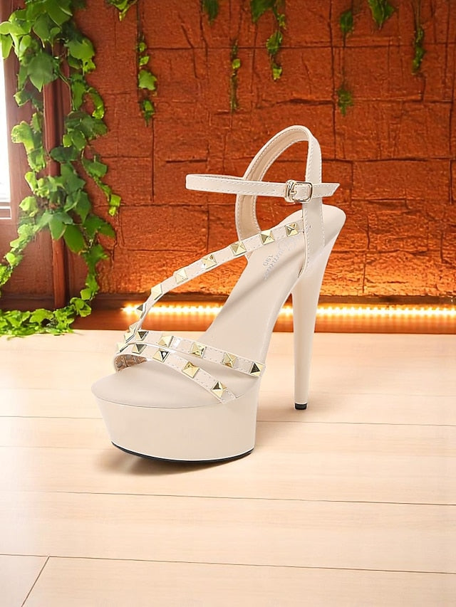 Heels Studded Women's Stiletto Straps Platform with