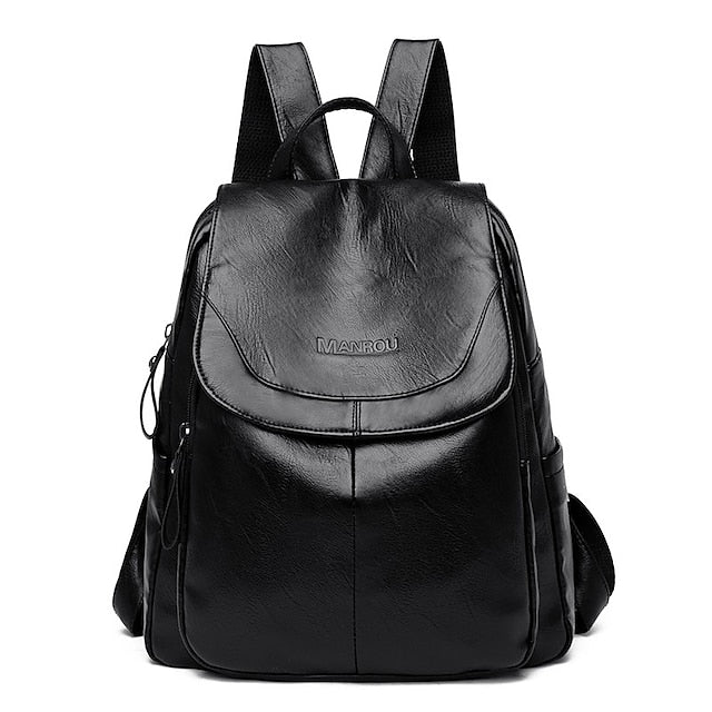 Faux Backpack Leather with Women's Burgundy Flap Closure