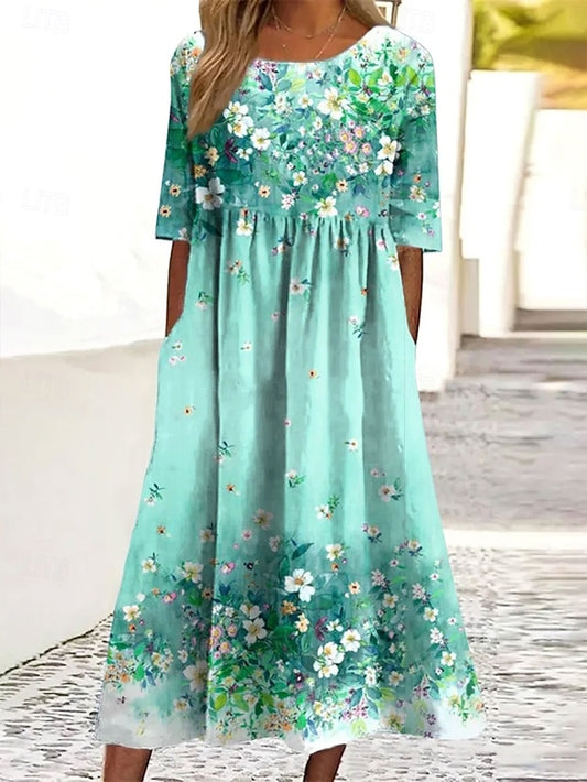 Women's Midi Dress Summer Dress Pleated Dress Vacation