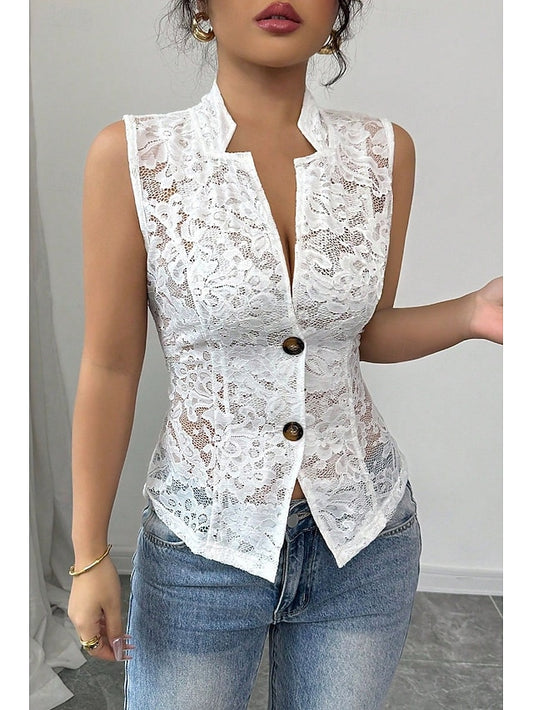 Women's Blouse Lace Tops Lace Plain Elegant Modern