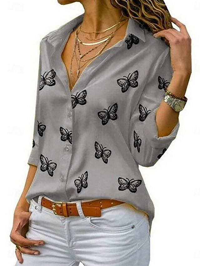 Women's Shirt Blouse Patchwork Buttons Print Graphic
