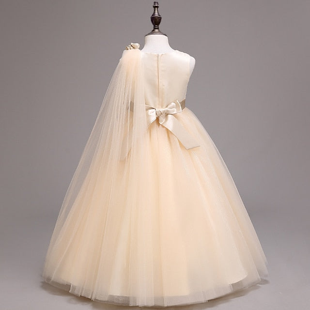 Solid Dress Kids Flower Colored Girls' Girl