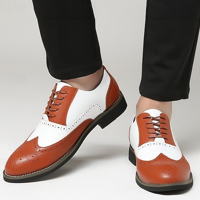 Shoes Men's Brogue Oxford in Two-Tone White Wingtip