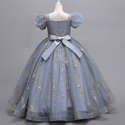 Star Polka Dot Kids Flower Girls' Short Party Dress