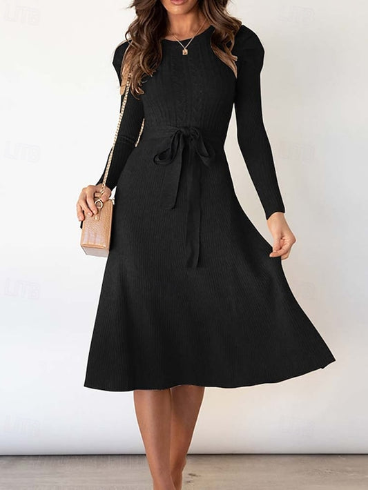 Women's Sweater Dress Fashion Elegant Dress Solid Color