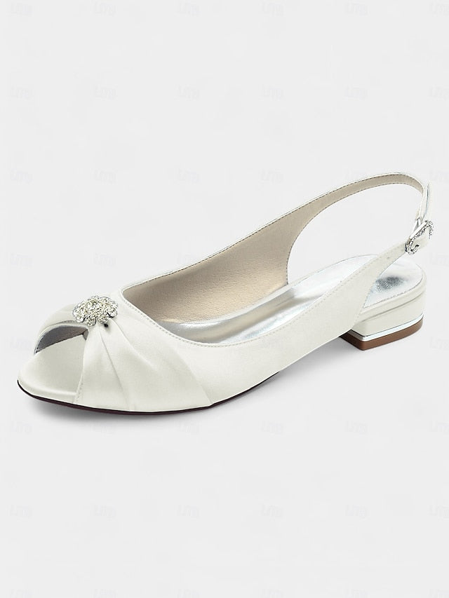 Slingback Wedding Crystal Satin with Women's Heels