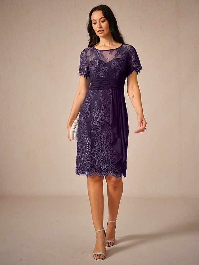 Women's Wedding Guest Jacket Dress Lace Dress Chiffon Dress