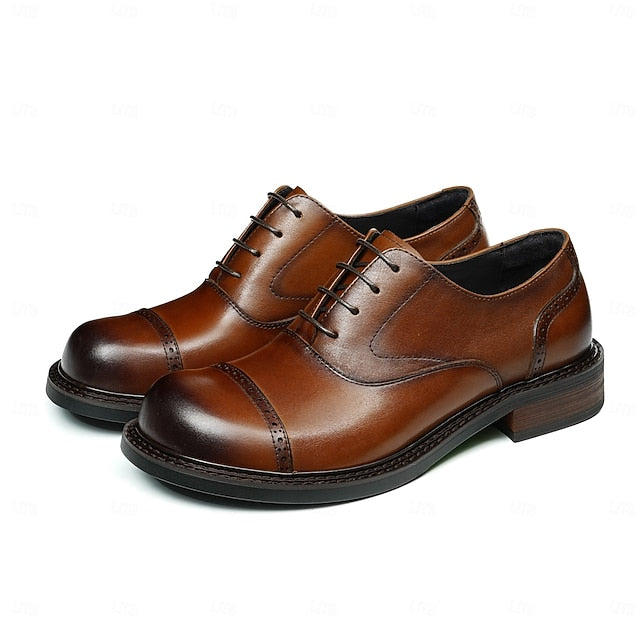 Cap First Shoes Oxford Leather Genuine Men's Toe