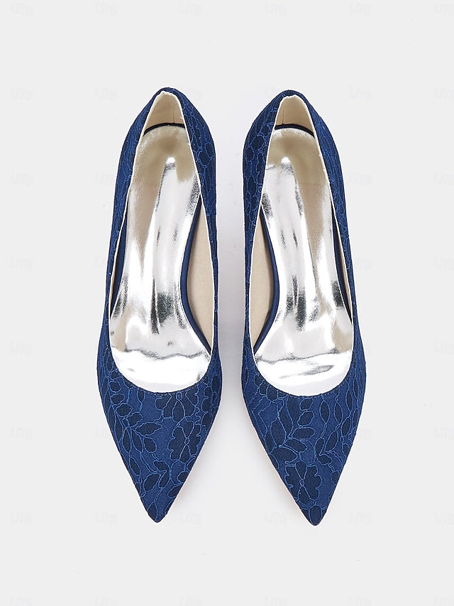 Women's Lace-Embroidered - Pointed-Toe Heels Stiletto
