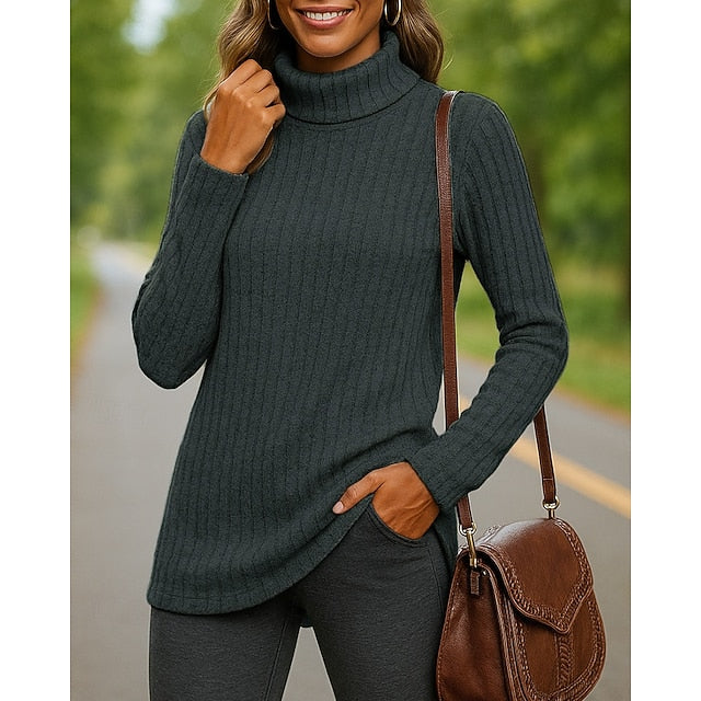 Women's Pullover Sweater Turtleneck Sweater Long Sleeve Top
