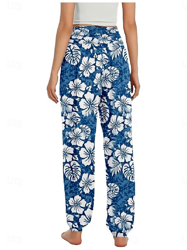 Women's Faux Cotton Linen Wide Leg Pants Trousers Ethnic