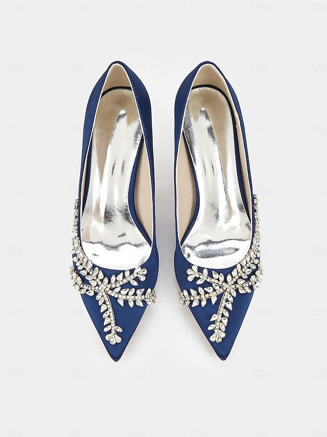Women's Heels Rhinestone-Embellished Stiletto Satin –