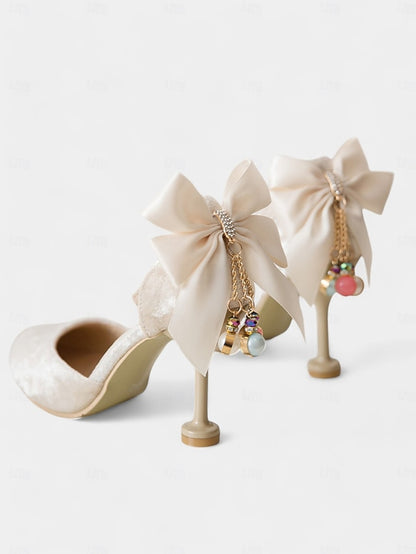 Heels and Mary Women's with Big Bow Jane Burgundy Velvet