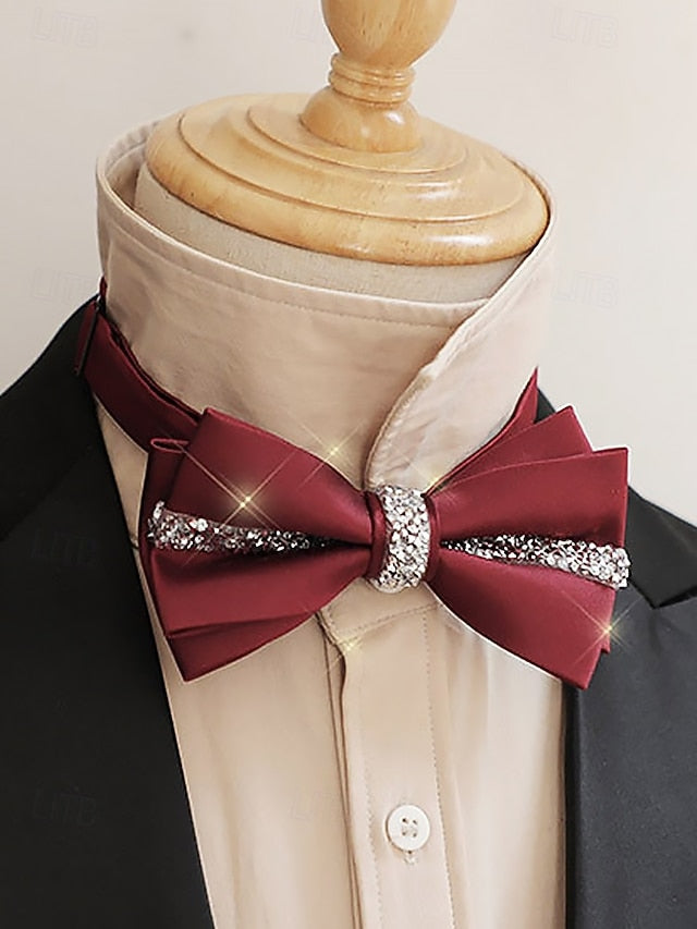 Burgundy Embellishment Satin with Tie Crystal Elegant – Bow