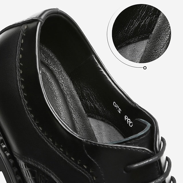 Brown Leather Shoes Oxford Men's Crocodile - Brogue