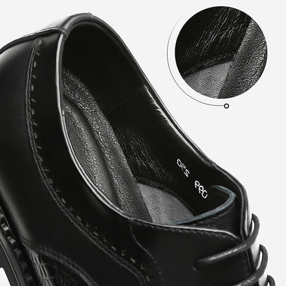 Brown Leather Shoes Oxford Men's Crocodile - Brogue