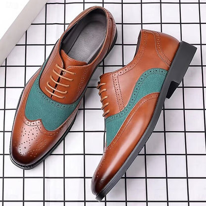 Brown Oxford Men's Shoes Green and – Wingtip in Two-Tone