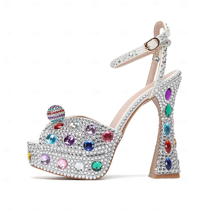 Sandals Women's Rhinestone Sparkly – Colorful Platform