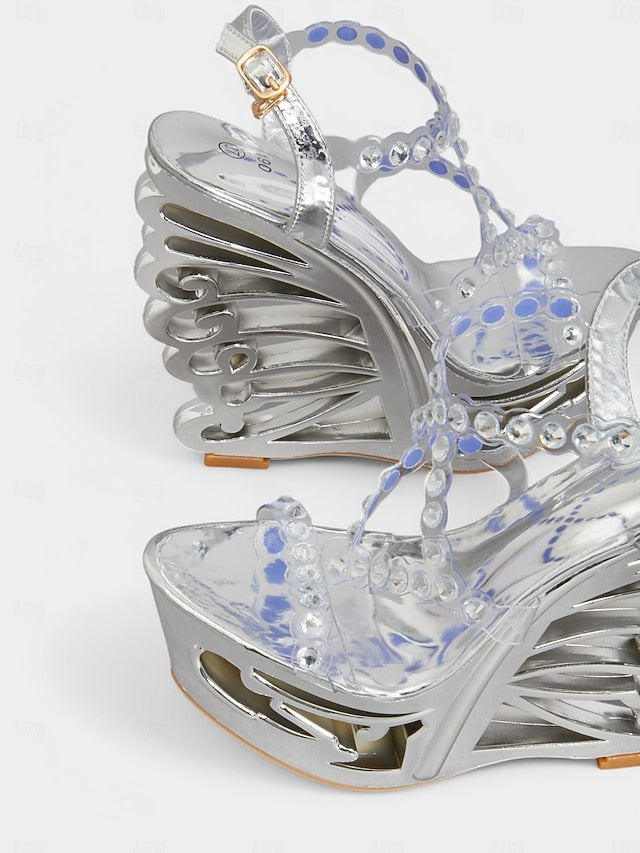 Stiletto – Women Silver Rhinestone for Sandals Elegant Dance