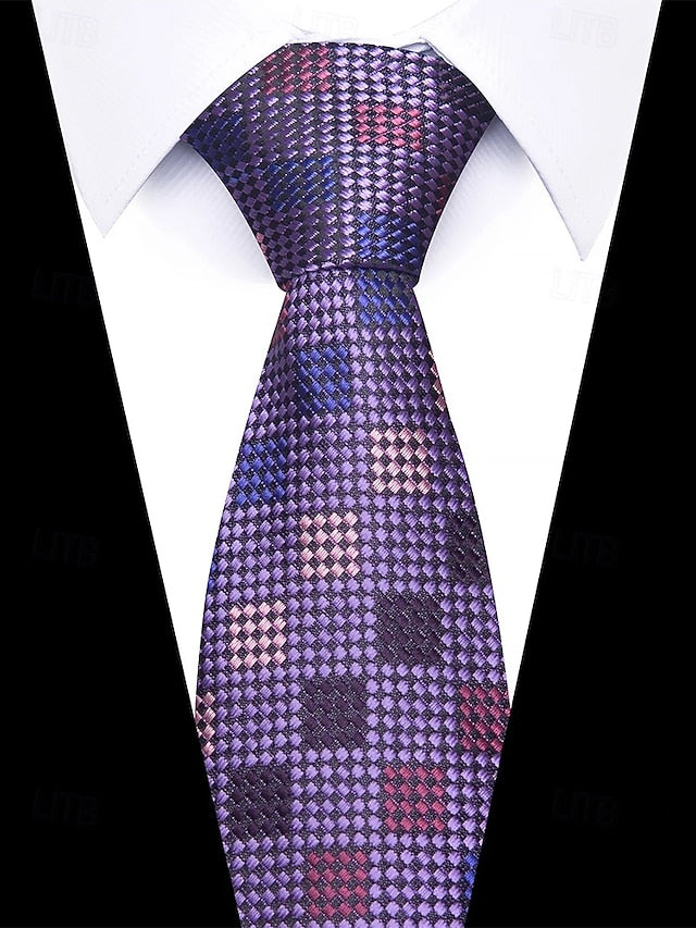 Silk Set Tie – and Men's Checkered Pocket Purple Square