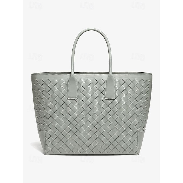 Woven Leather and – Brown Tote Women's Stylish Bag