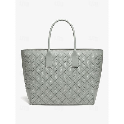 Woven Leather and – Brown Tote Women's Stylish Bag