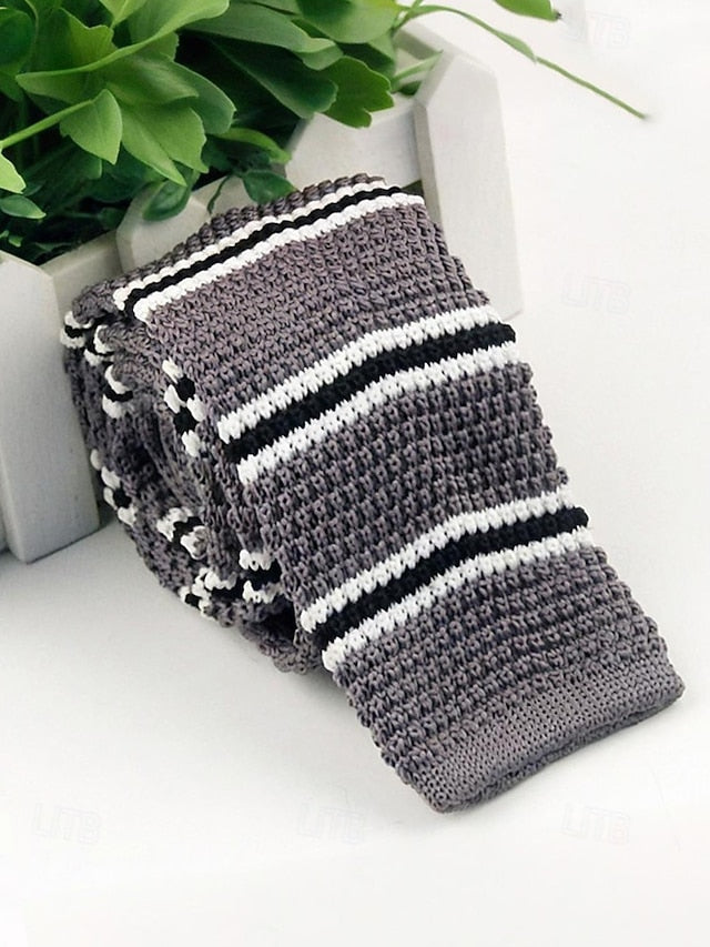 Stylish Christmas Men's Woven - Tie Knit Neck Stripe