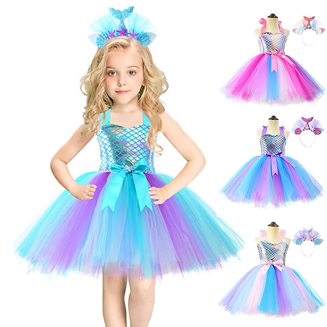 Flower Girl Ariel Tail Little Aqua Princess Mermaid
