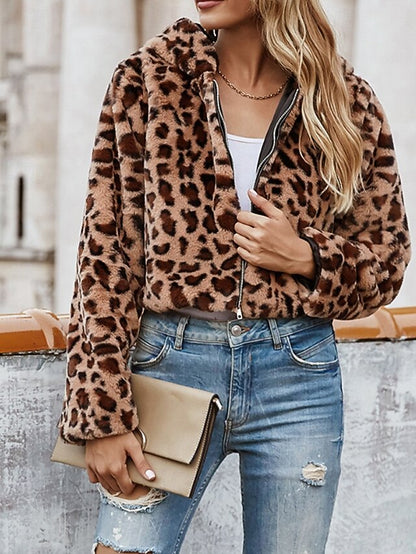 Faux Comfortable Fur Coat Jacket Hoodie Women's Warm