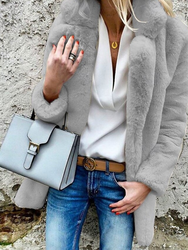 Going Plain Comfortable Warm Women's Casual Collar Coat Fur