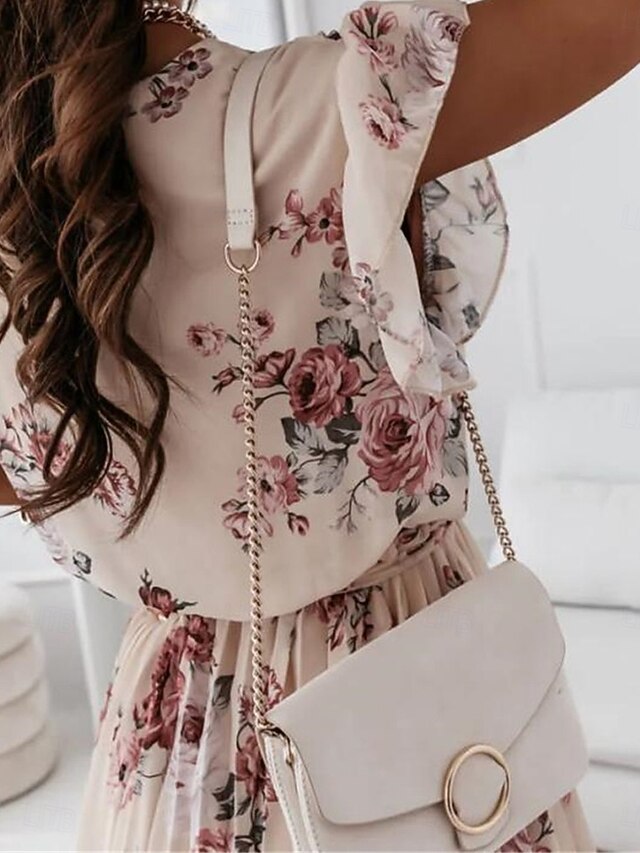 Women's Casual Dress Floral Print V Neck Mini Dress Stylish