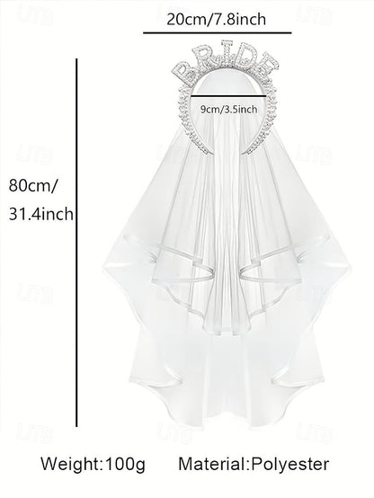 'BRIDE' with Headband Veil – Pearl-Embellished