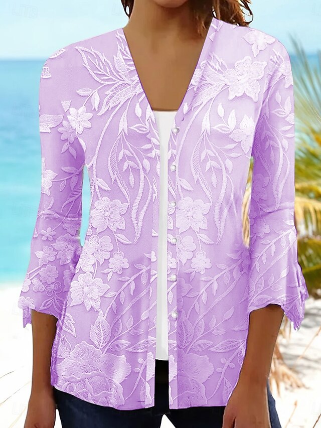 Women's T Shirt Print Floral Graphic Elegant Stylish Casual