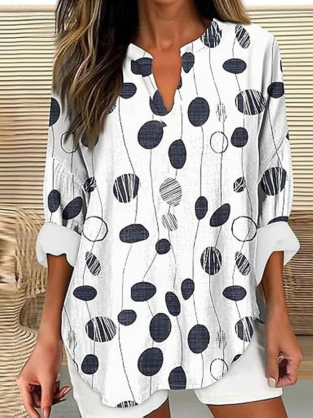 Women's Blouse Linen Like Breathable Lightweight Tunic V