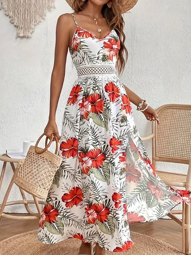 Women's Midi Dress Floral Dress Summer Dress Slip Dress