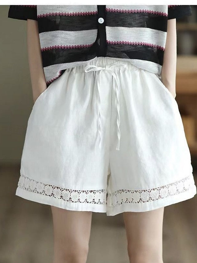 Women's Cotton Linen Shorts Summer Shorts Beach Shorts