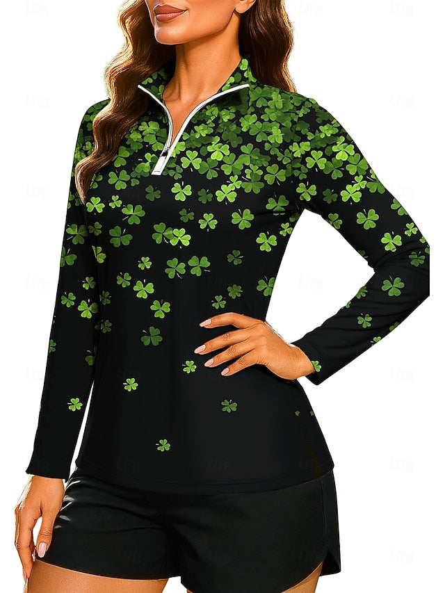 St. Patrick Women's Gradient Clover Sweatshirt Polo