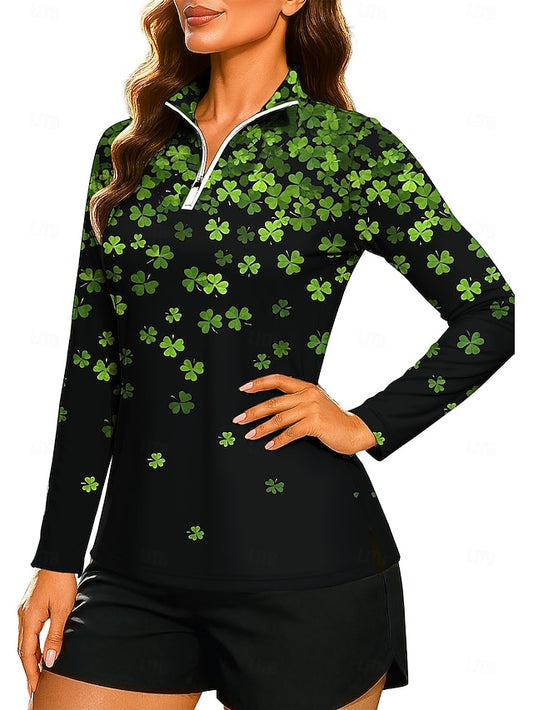 St. Patrick Women's Gradient Clover Sweatshirt Polo